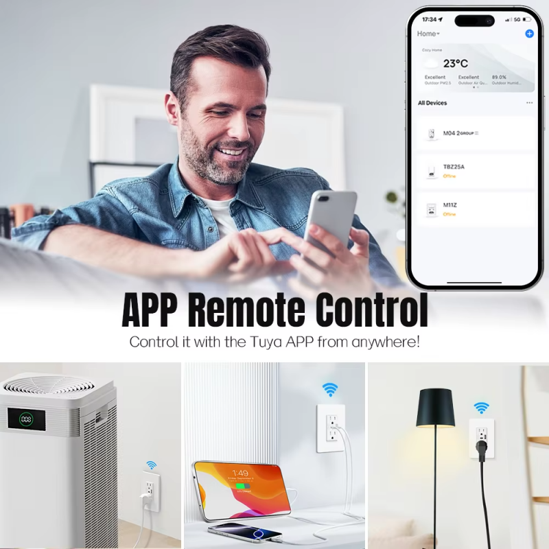 Enchufe de Pared Wifi Vhome 16A 2 Salidas + 2 Puertos USB y Tipo C ...